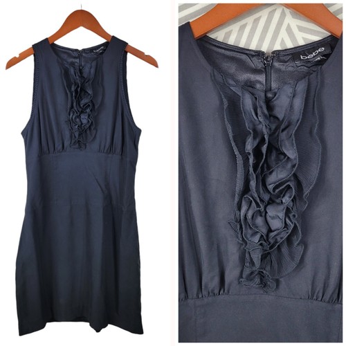 VETEMENTS Abito vintage Y2K Bebe taglia media tubino seta carriera cocktail party nero volant