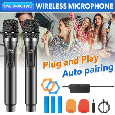 Kabelloses Mikrofon, UHF Handmikrofonsystem Karaoke mit Empfänger für 6,35/3,5mm - Bild 1 von 4
