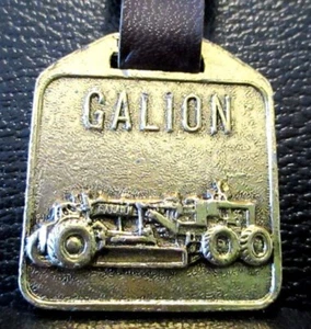 GALION Motor Road Grader Brass Pocket Watch Fob Construction Advertising Promo - Picture 1 of 3