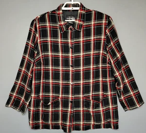 Requirements Jacket Womens 16W Plaid Linen Blend Snap Button Pockets Blazer Plus - Picture 1 of 16