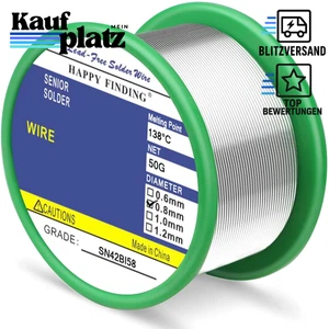 Lötzinn, Niedertemperatur 138 ℃ Bleifreies Lot (Sn42 Bi58 / 0.8mm, 50g) - Bild 1 von 8