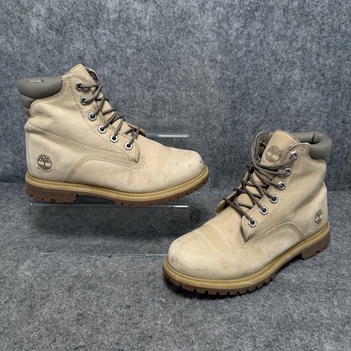 Stivali Timberland donna taglia UK 5 beige pelle scamosciata nabuk impermeabili guariti