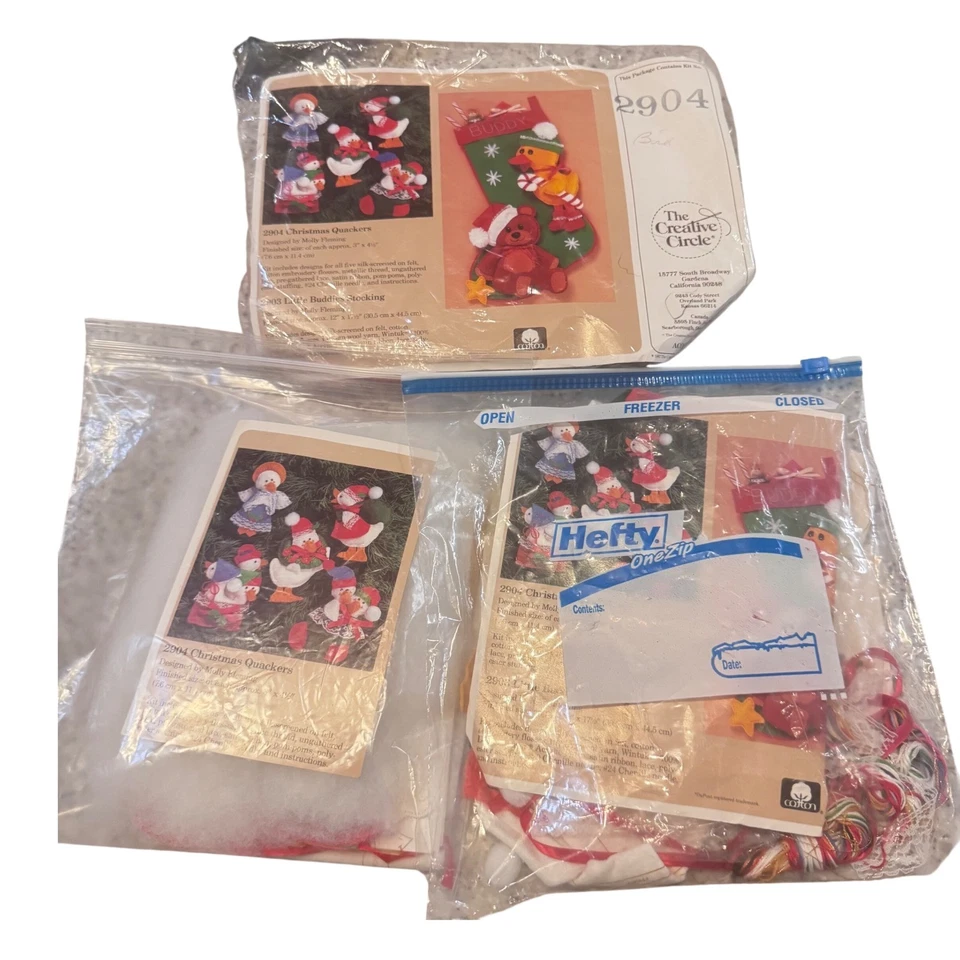 The Creative Circle Christmas Quackers & Little Buddies 3 Stocking Craft Kits - Image 1 of 4