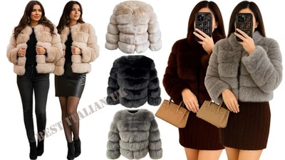 Women Faux Fur Crop Coat Shaggy  Short Jacket Outwear Cardigan - Image 1 of 2