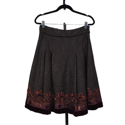 Falda plisada midi vintage de mezcla de lana bordada para mujer talla 2 de Cynthia Steffe Foto 1 de 4