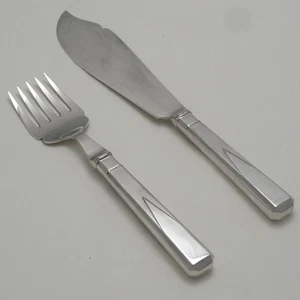 PLAIN PINE Design Garrard & Co Ltd London Silver Service Cutlery Fish Servers - Picture 1 of 3
