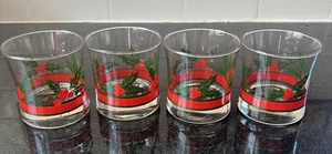Vintage Libbey Christmas Holly & Berries Glasses Old Fashioned Set(4) - Picture 1 of 12