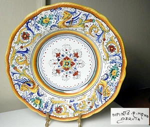 Deruta Italy RAFFAELLESCO Yellow Dragon 10 1/8" Large Soup Bow(s) Mint Condition - Picture 1 of 1