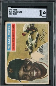 1956 Topps Willie Mays # 130 Gray Back SGC 1 - Picture 1 of 2