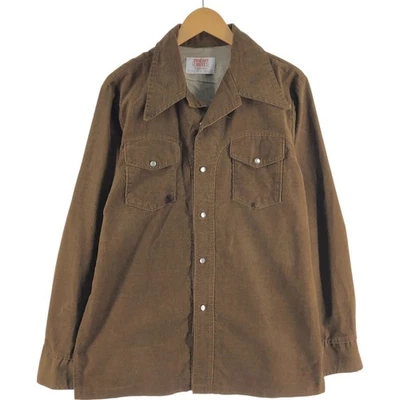 Vintage 1970'S Farah Time Out West open-collar long-sleeve corduroy shirt me... - Image 1 of 4