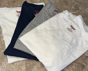 Lot of 4 Levis Cotton Crew T Shirts Size XL 46-48 White Blue Gary - Picture 1 of 7