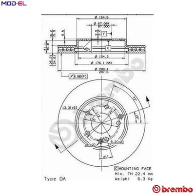 2x BRAKE DISC 09.8411.11 FOR MERCEDES-BENZ C-CLASS/T-Model/Sportscoupe CLK 1.8L - Image 1 of 4