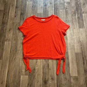 Camiseta Madewell Tie Side Roja Naranja Talla Grande 100% Algodón - Imagen 1 de 6