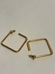 Monet Signed Polished Goldtone Square Hoop Delicate Earrings - Picture 1 of 5