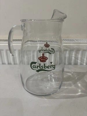 Carlsberg Glass Jug Four Pint Pitcher Beer Larger Home Bar Pub Mancave  - Image 1 of 4