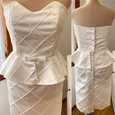Conjunto de vestido de novia vintage de satén inspirado en los años 50 *XL* corsé blanco top y falda Foto 1 de 4