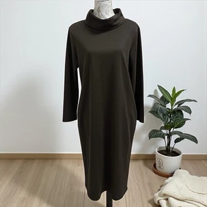 Maxi Vestido Mangas Largas Bolsillos Mezcla Algodón Appleseeds Petite PL Marrón Cuello Capucha - Imagen 1 de 11