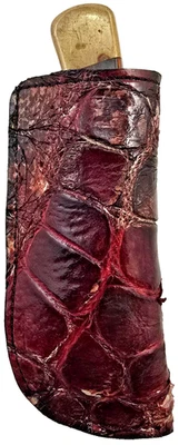 Funda de cuero Buck 110 piel de cocodrilo estuche hecho a mano 6265 cuchillo borgoña Gator Foto 1 de 4