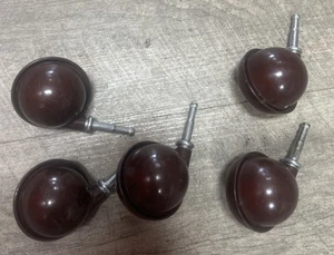 Lot 5 Vintage SHEPHERD Metal Ball Swivel Caster Wheels Brown - Picture 1 of 6