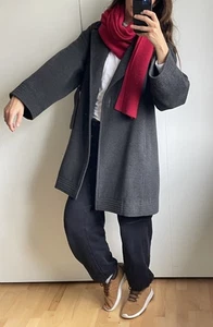 Gerard Darel Wool Coat Angora Warm Jacket Grey A Line Size 12 42 - Picture 1 of 24