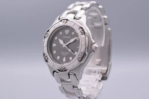 [Excelente+++] SEIKO 7N35-6030 Buceador Esfera Negra Acero Inoxidable Para Hombre  - Imagen 1 de 15