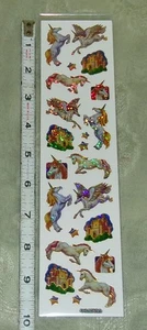 Vintage Prisma holografische Aufkleber Einhorn Pegasus Sterne Neu in Verpackung 3 - Bild 1 von 2