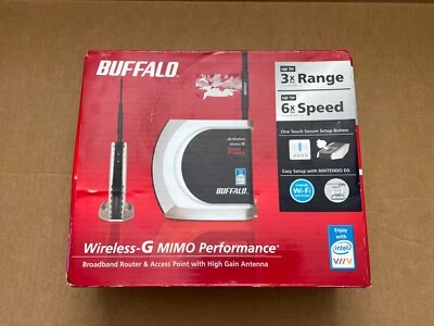 Buffalo Wireless G MIMO Performance AirStation WHR-HP-G54 4-Port 10/100 802.11g - Image 1 of 4