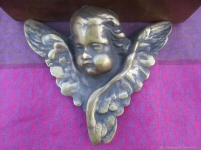 Console Murale ancienne Angelot Bois Bronze Old Wall Console Cherub Wood Bronze - Photo 1/4