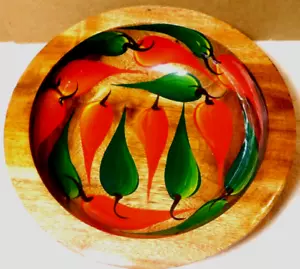 Unbranded~Batea Hand Painted Carved Jalapeno 8” Bowl Vtg Folk Art Wooden - Picture 1 of 12