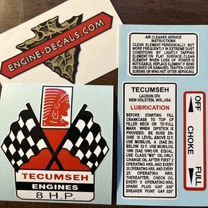 Tecumseh Engine 8-hp decal HH80 Kart Mini Bike Go Kart Flags Set 4 - Bild 1 von 1