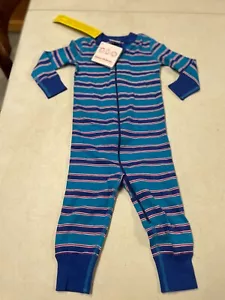 NWT HANNA ANDERSSON STRIPED ORGANIC COTTON UNION SUIT PAJAMAS 60 6 9 MS - Picture 1 of 3