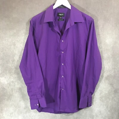Camisa Omega Italia Calce Ajustado Para Hombre Grande 16-16.5 34/35 Púrpura Manga Larga Abotonada Foto 1 de 4