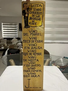 Wood Bar Sign ( Lista De Vinos Cubanos De Las Bodegas De Kike) Cuban Tradition. - Picture 1 of 13