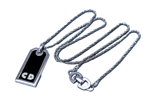 Collana donna Christian Dior con logo CD e strass