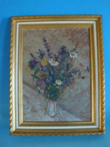 Vintage Valuable Oil Painting Bouquet Bouquet in Frame (0219-294) - Picture 1 of 4
