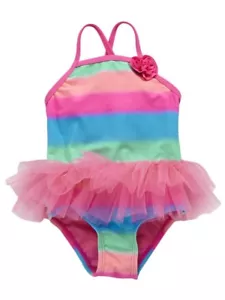Infant & Toddler Girls 1 Piece Ruffle Rainbow Stripe Tutu Swimming Suit Swim - Picture 1 of 1