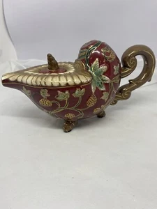 1950’s Vtg hand painted footed ceramic gold trimmed teapot by Oriental Accents - Picture 1 of 10
