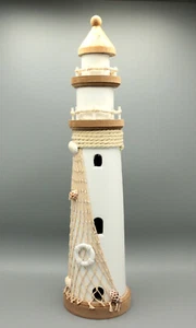 Deko Leuchtturm Holz Weiß 48 cm hoch - Bild 1 von 4
