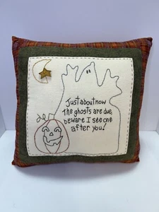 Almohada de Halloween decorativa vintage hecha a mano 13x13 - Imagen 1 de 3