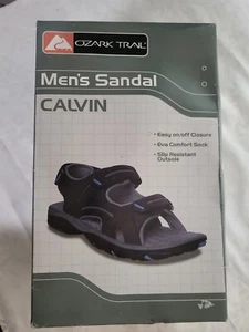 NWT Men's OZARK TRAIL CALVIN Sport Sandal Black/Blue Hook & Loop Size 13 - Picture 1 of 6