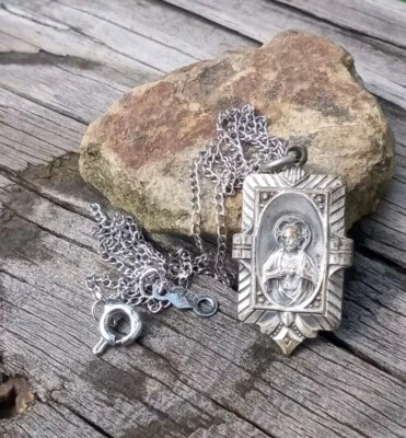 Old Religious Medal 16" White Gold Hartzberg, J.&L.14k Gf Necklace - Image 1 of 3