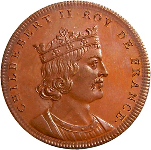 Francia 1830-48 Restrike Medalla Reyes Franceses # 17 Childebert II (03553) - Imagen 1 de 2