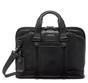 NEW Tumi ALPHA BRAVO ACADEMY 15.5” Leather Laptop Brief Briefcase - BLACK - Picture 1 of 5
