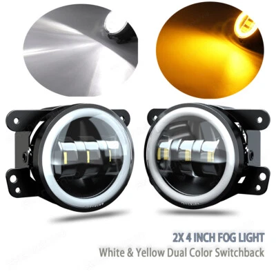 Pair 4Inch LED Fog Lights White Yellow SwitchbackFor Dodge Charger 2011~2013 - Image 1 of 4