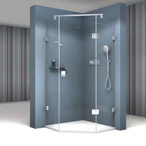 Duschkabine Fünfeckdusche NANO Echtglas EX415 80 x 80 x 195 cm inkl. Duschtasse - Bild 1 von 8