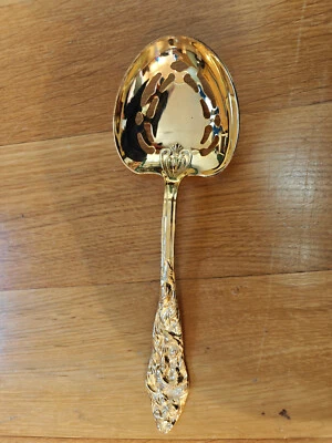 Eales Of Sheffield 1779 servingware slotted spoon gold electroplate - Image 1 of 3