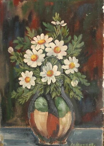 Vintage impressionist oil painting still life with flowers signed - Picture 1 of 12