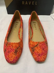 Ravel Ballerina Flats In Red Floral Size Uk 5 New In Box - Picture 1 of 5