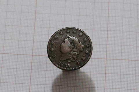 🧭 🇺🇸 USA CORONET HEAD CENT 1825 B63 #8379 Cover