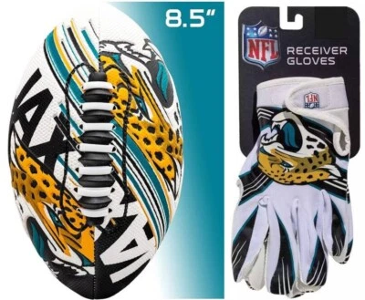 Jacksonville Jaguars 儿童 NFL Spacelace Air Tech 足球和手套,7-12 岁 — 第 1/4 张图片